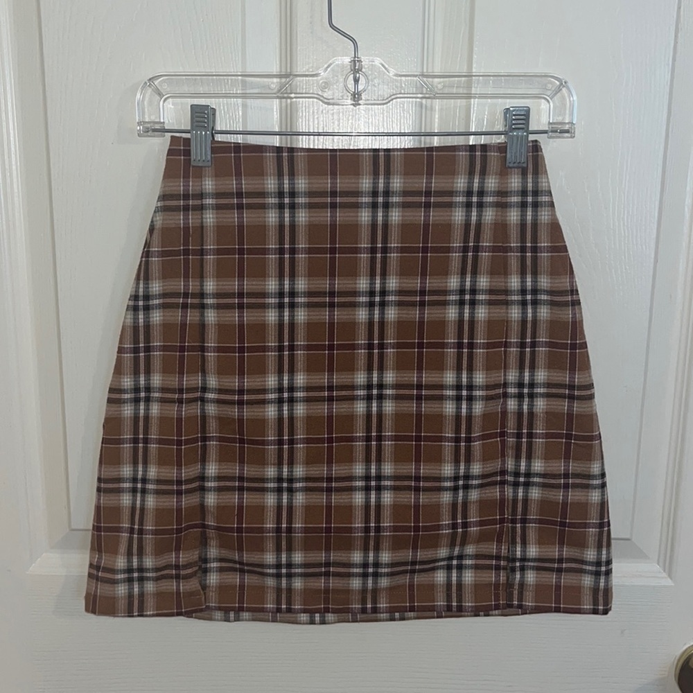 Brown plaid brandy skirt